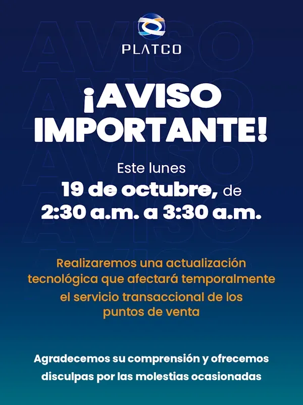 Aviso importante Platco